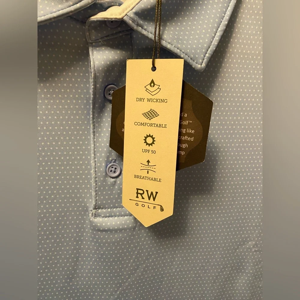 Rorie Whelan Golf UPF 50 blue & white polo - Picture 5 of 6